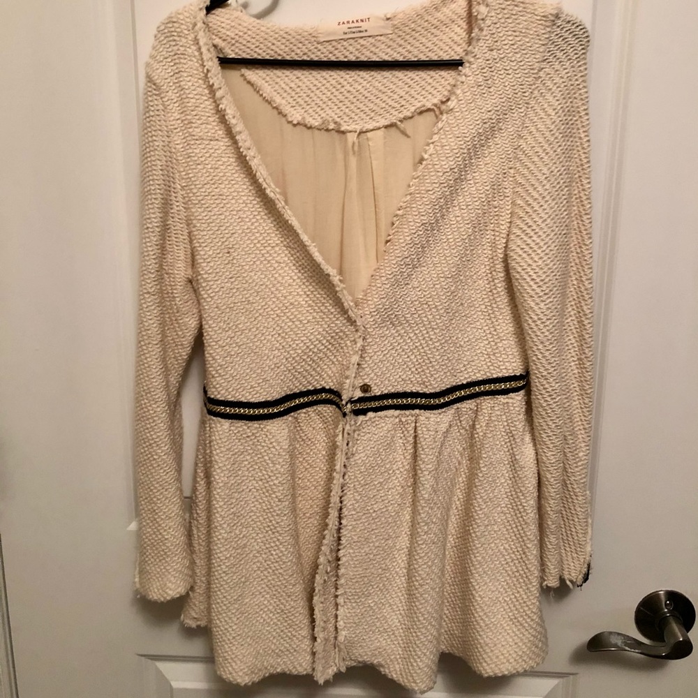 Cream knit blazer